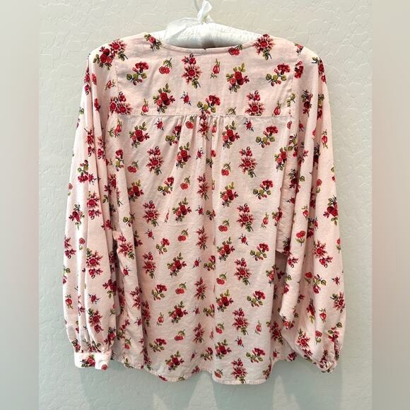 MADEWELL | Pink Cottagecore Floral Peasant Top Puff Sleeve | Small - Picture 4 of 6